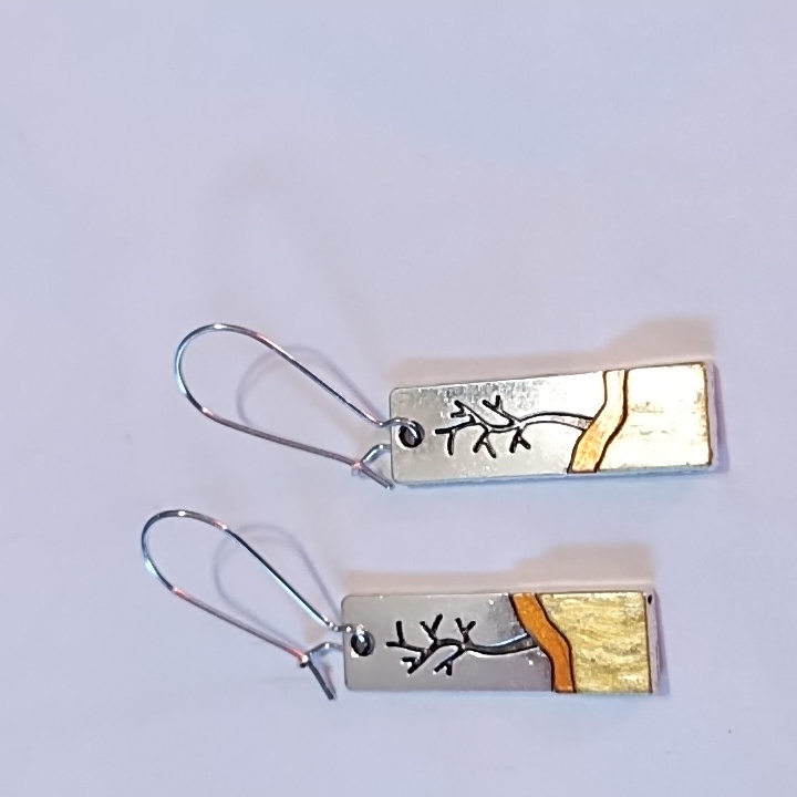 New Silver And Gold Tree Earrings